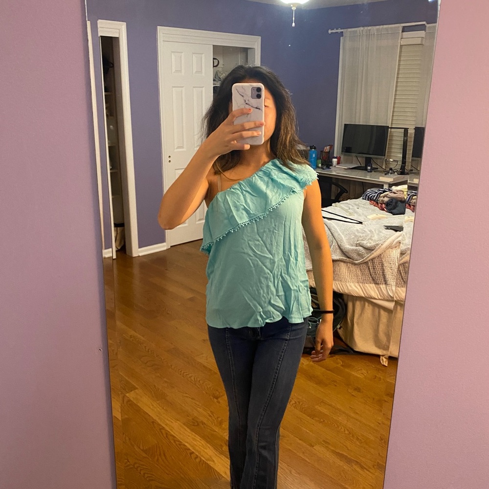 NWOT one shoulder Tiffany blue one shoulder top